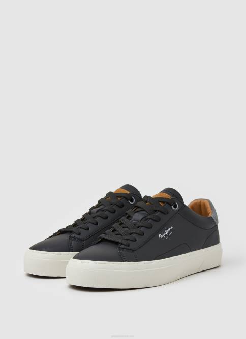 negro zapatillas yogi originales de piel Pepe Jeans 06X41183 hombres - Imagen 3