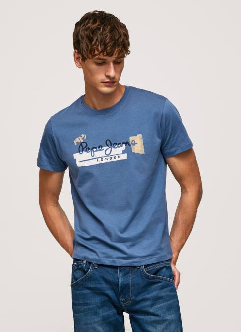 ozzy camiseta de algodón con logo de pinceles Pepe Jeans 06X4929 hombres - Imagen 1