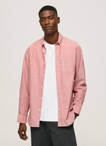 rosa nublado camisa oxford de corte estándar Pepe Jeans 06X41048 hombres