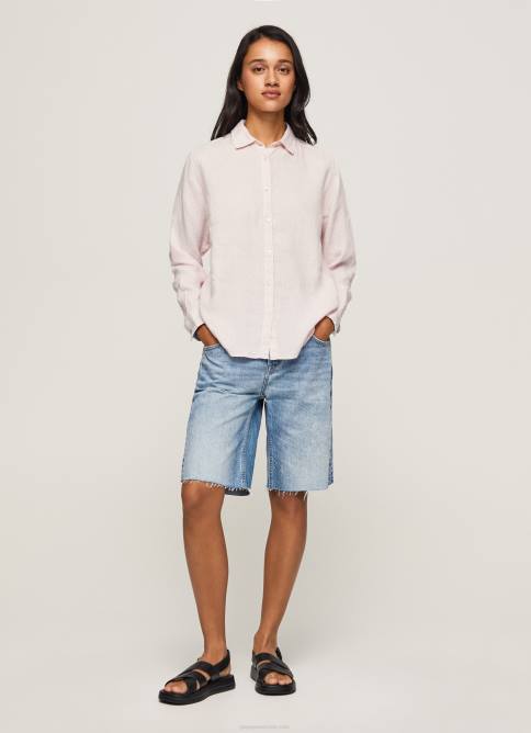 Rosa suave camisa regular fit con estampado de rayas Pepe Jeans 06X4332 mujer - Imagen 2