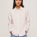 Rosa suave camisa regular fit con estampado de rayas Pepe Jeans 06X4332 mujer