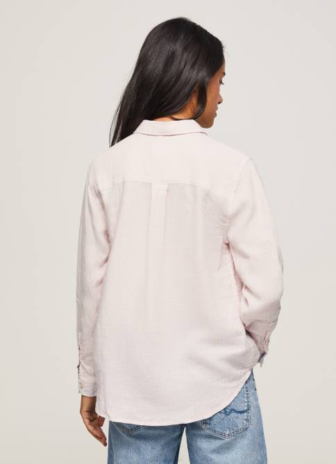 Rosa suave camisa regular fit con estampado de rayas Pepe Jeans 06X4332 mujer - Imagen 4