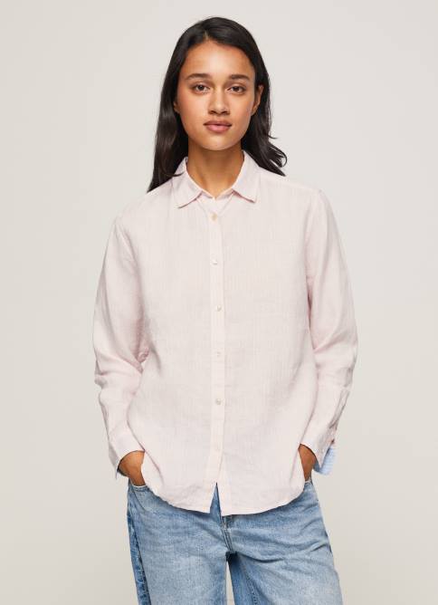 Rosa suave camisa regular fit con estampado de rayas Pepe Jeans 06X4332 mujer - Imagen 1