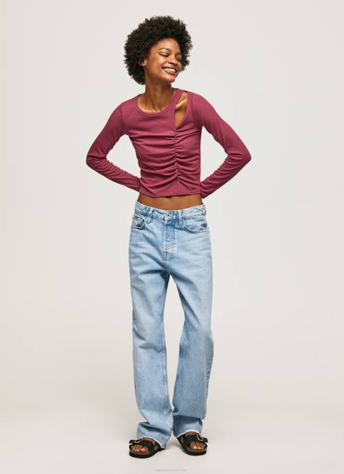 rubor oscuro camiseta asimétrica de manga larga Pepe Jeans 06X4425 mujer - Imagen 2