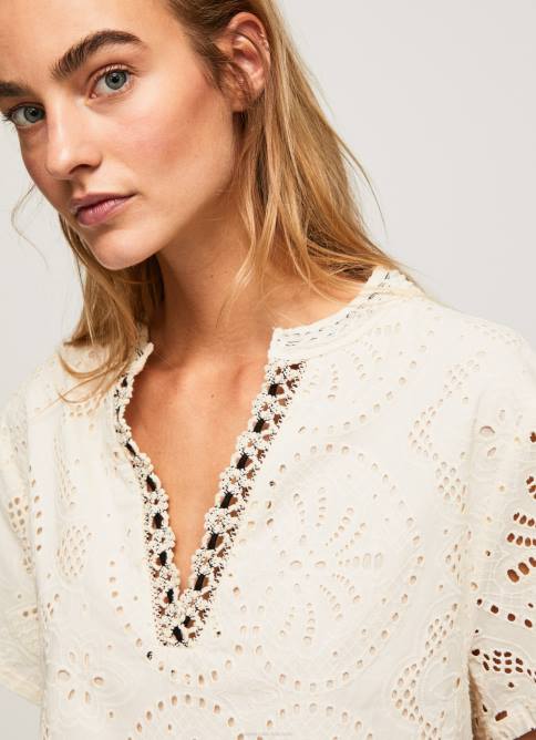 suero de la leche blusa con detalles calados decorativos Pepe Jeans 06X4327 mujer - Imagen 4